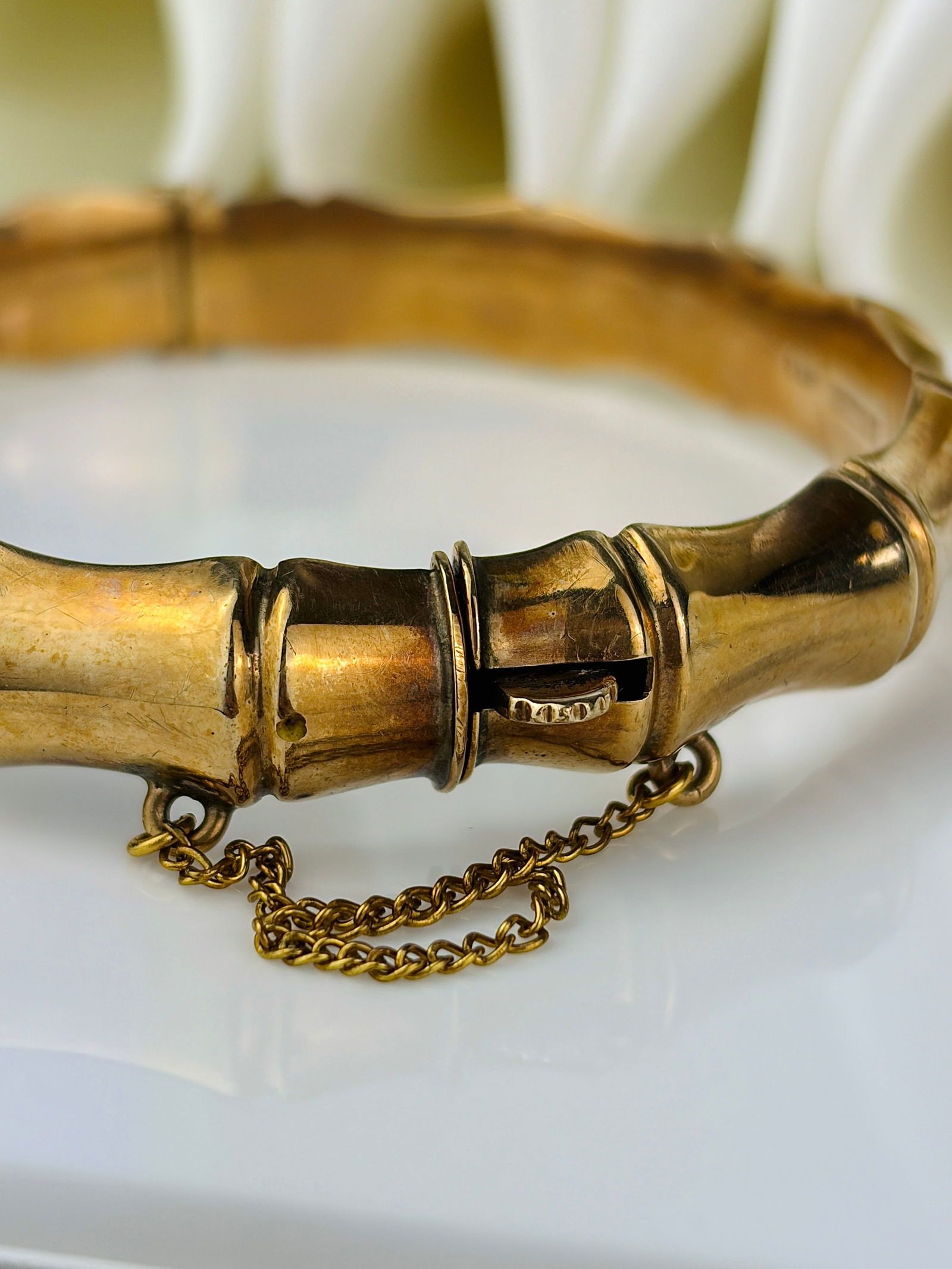 CHUNKY VINTAGE 9CT GOLD BAMBOO BANGLE / BRACELET - 3