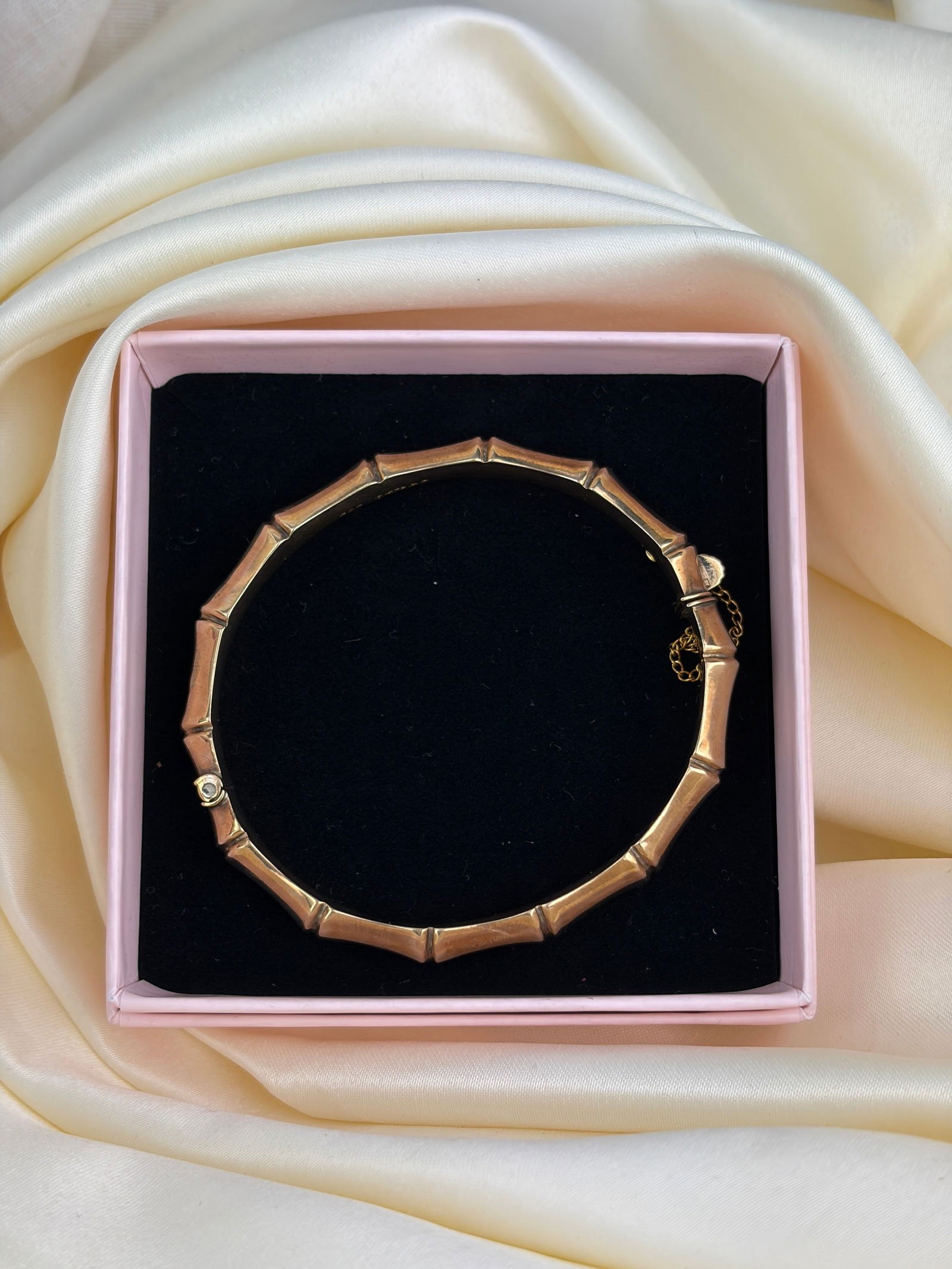 CHUNKY VINTAGE 9CT GOLD BAMBOO BANGLE / BRACELET - 7