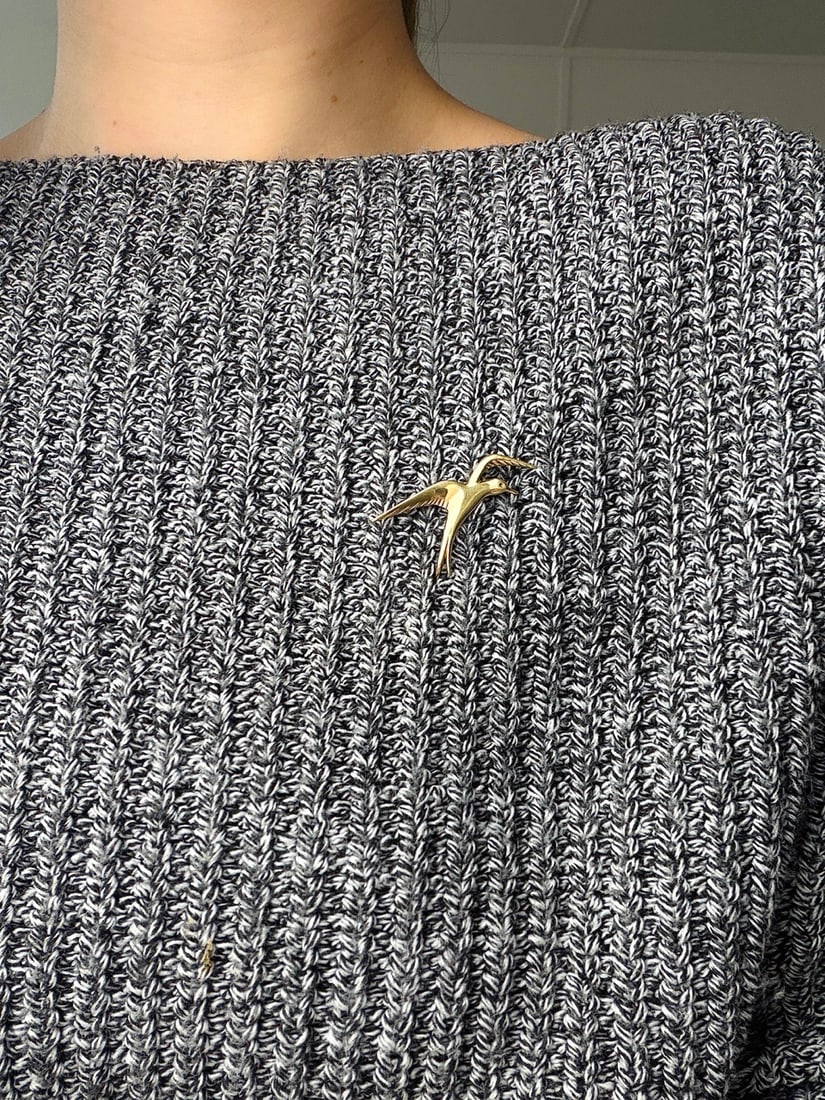 VINTAGE c.1985 9CT YELLOW GOLD BIRD BROOCH - 5