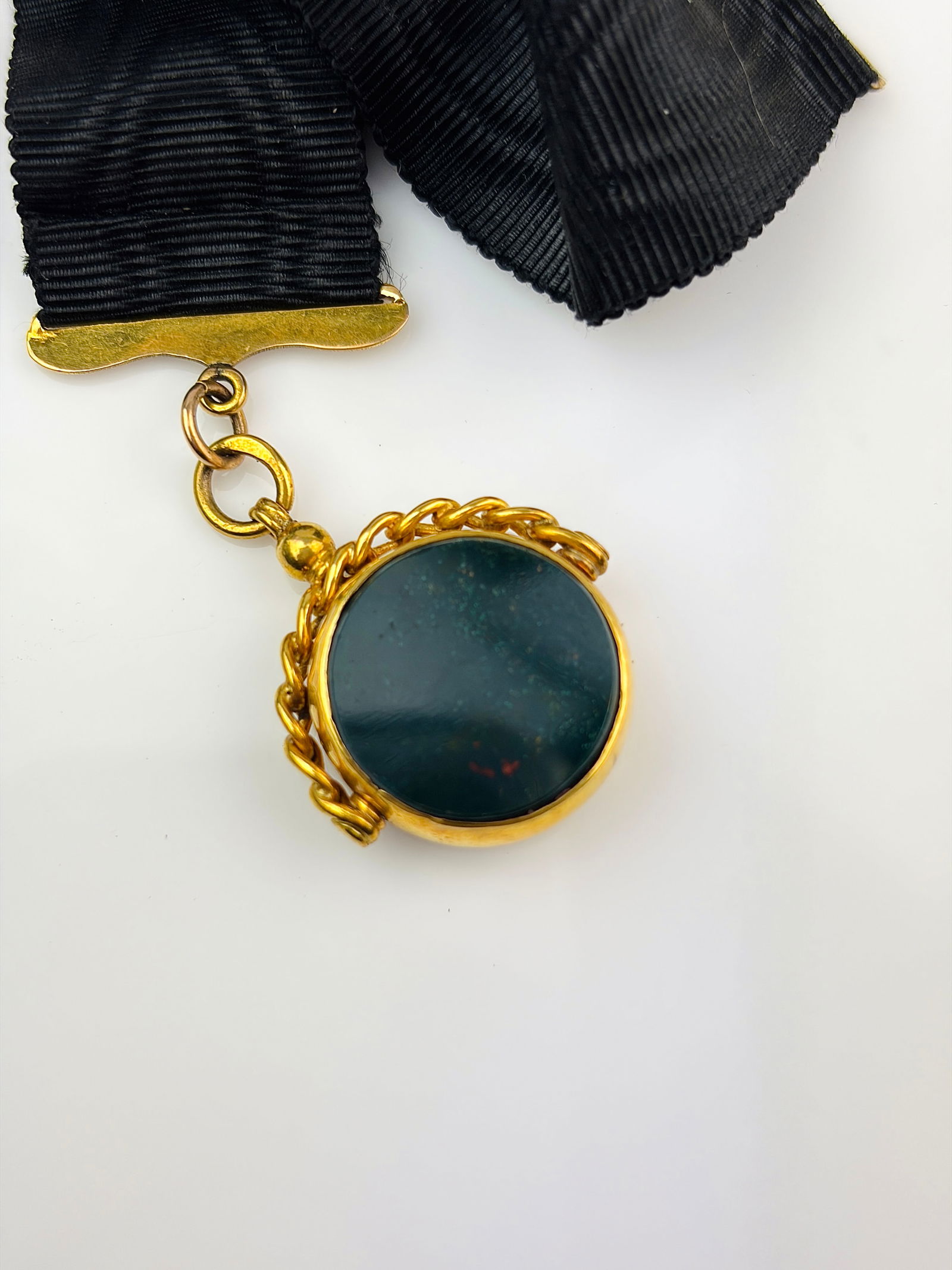 antique victorian era 9ct yellow gold dog clip , buckle and spinning fob seal bracelet - 3