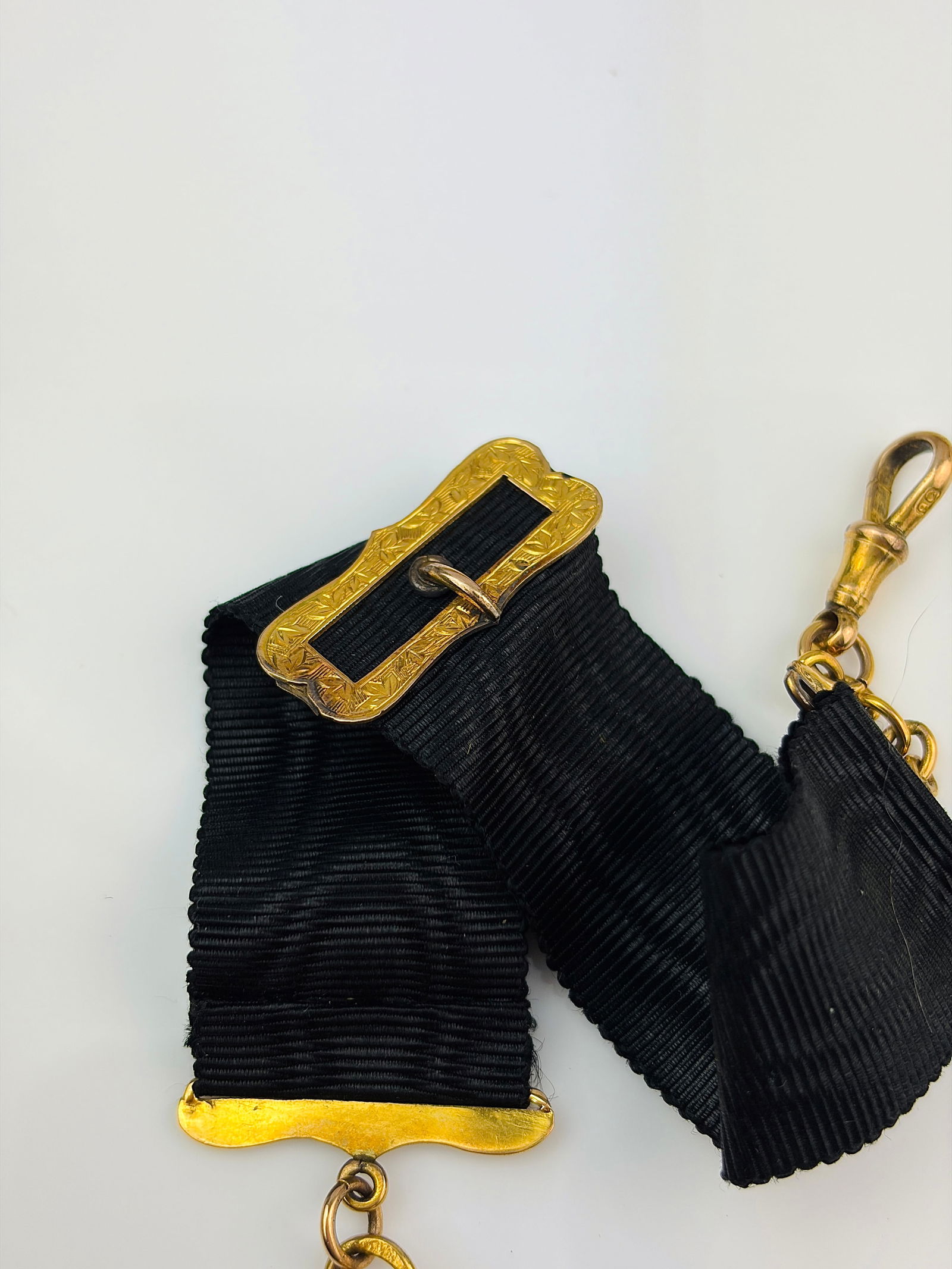 antique victorian era 9ct yellow gold dog clip , buckle and spinning fob seal bracelet - 4