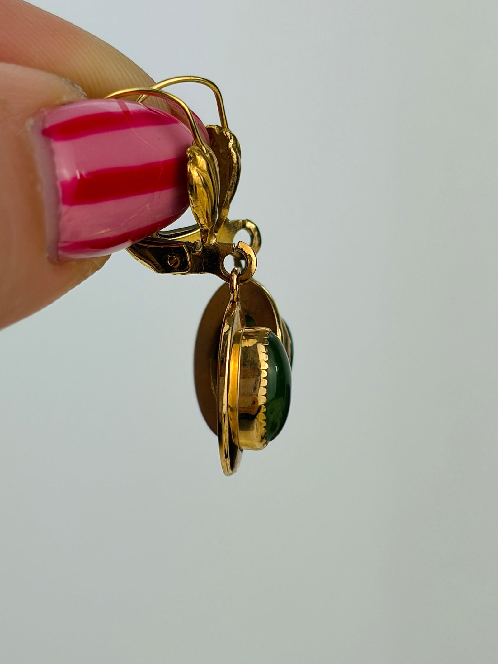 jadeite 12ct gold filled drop earrings - 2