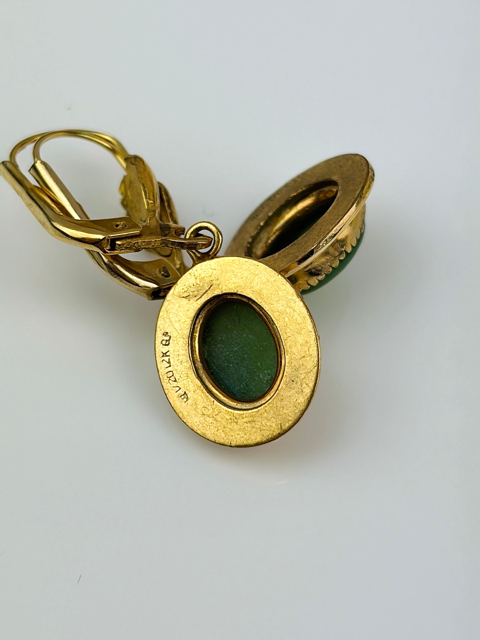 jadeite 12ct gold filled drop earrings - 3