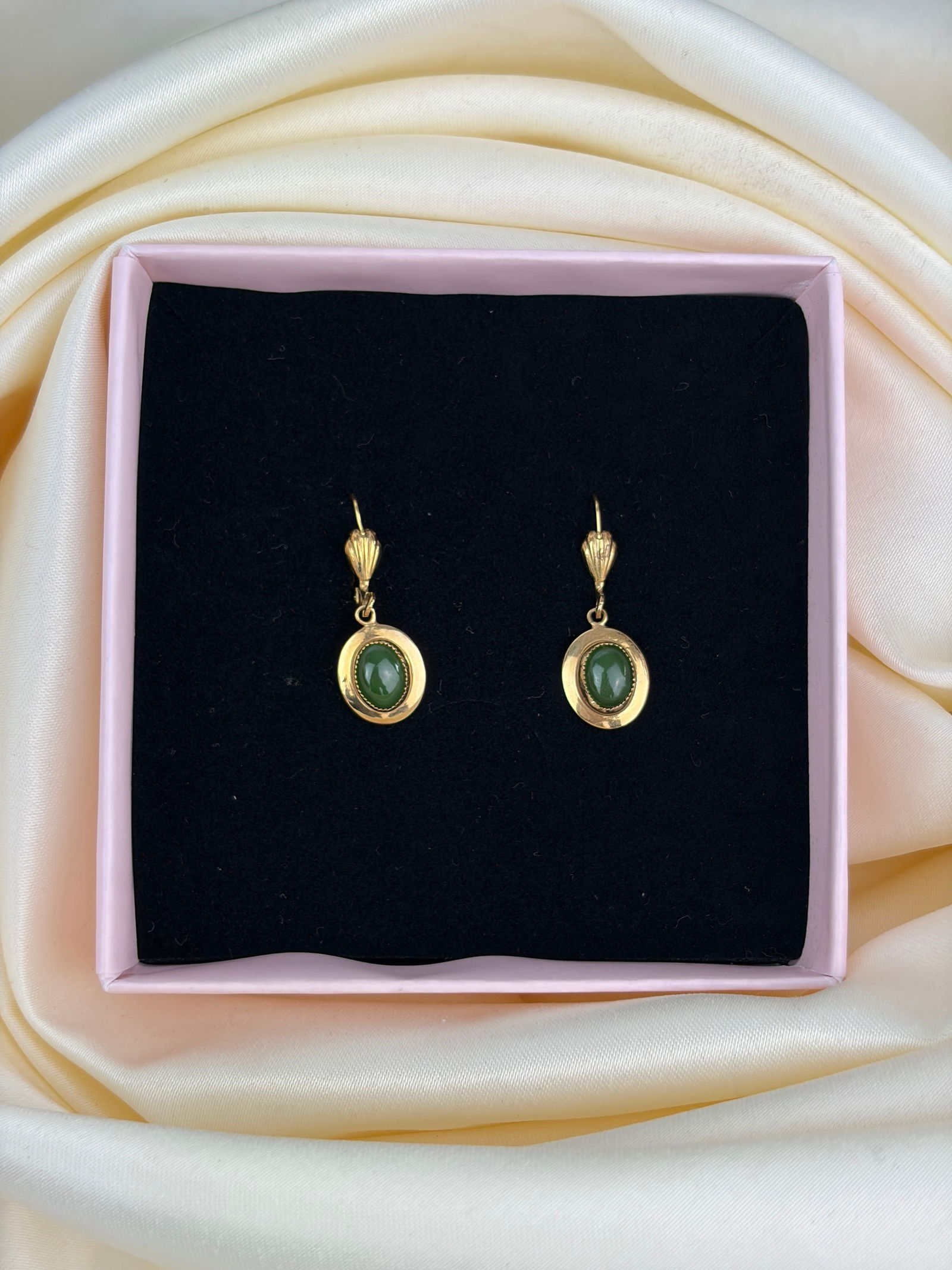 jadeite 12ct gold filled drop earrings - 4