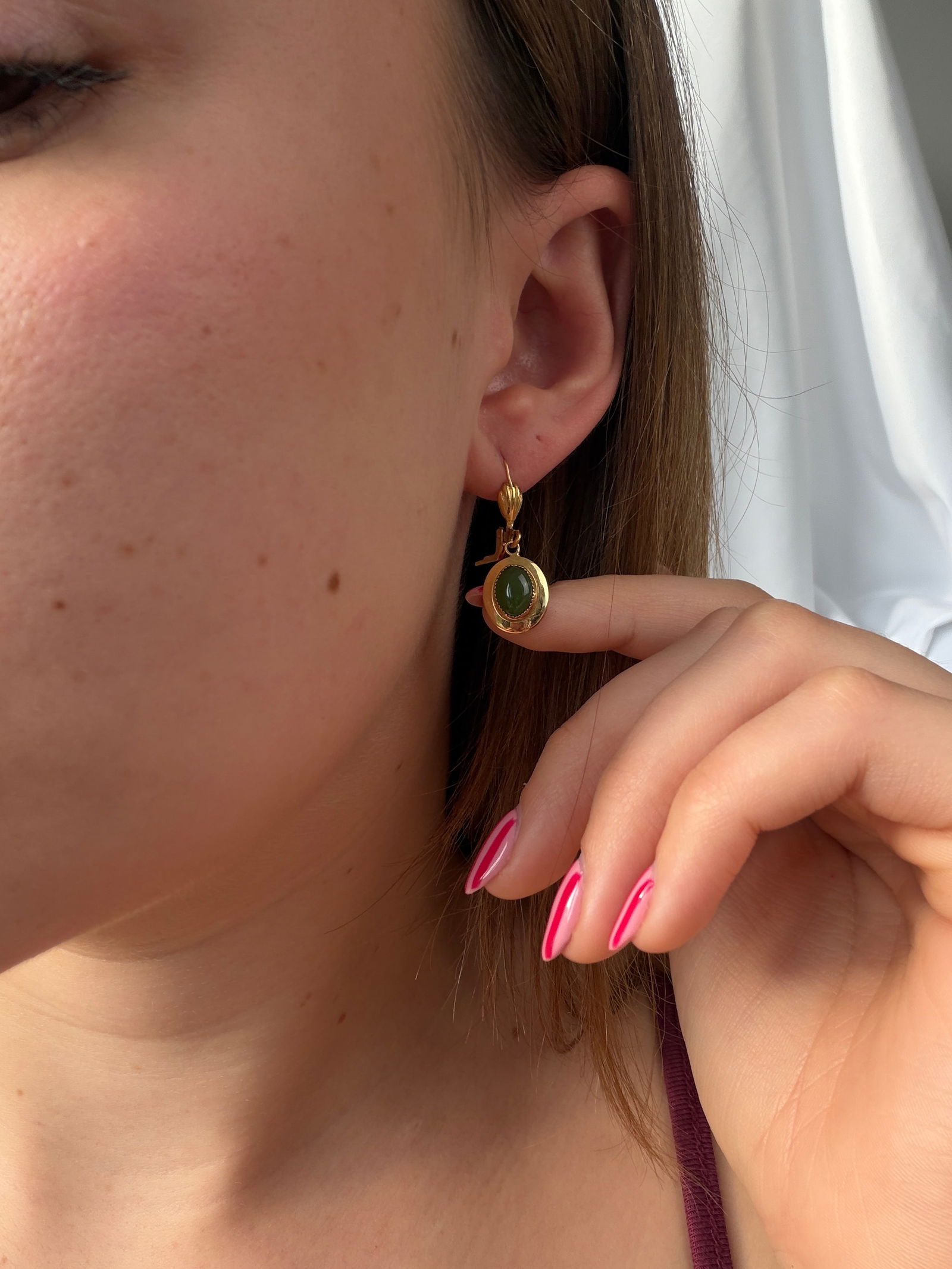 jadeite 12ct gold filled drop earrings - 5