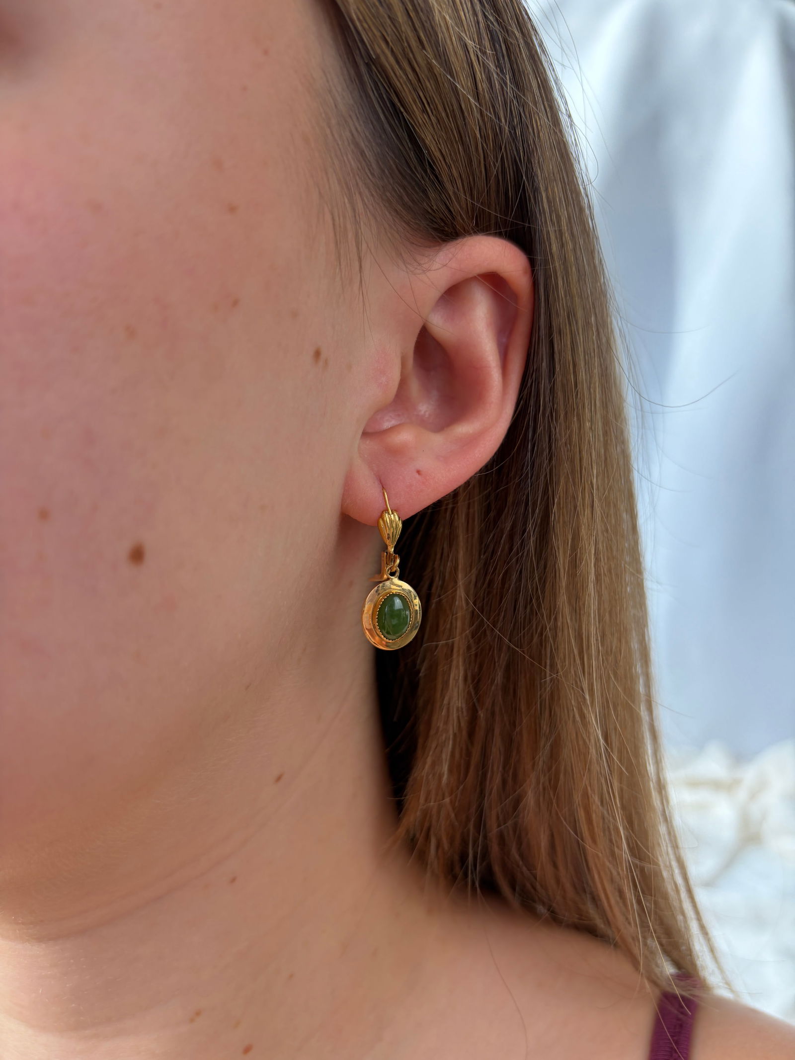 jadeite 12ct gold filled drop earrings - 6