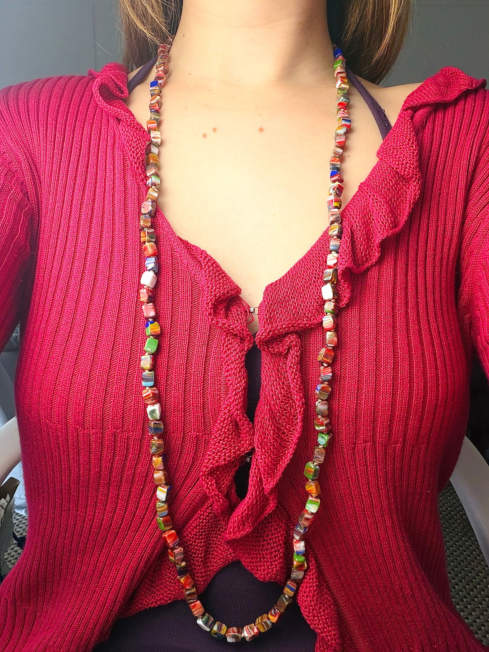 LONG AGATE BEADED NECKLACE WITH CLASP - 4