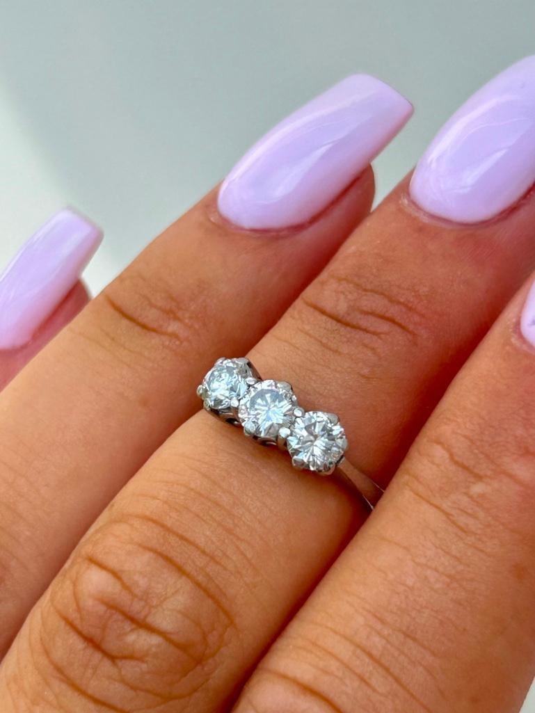 Platinum and Diamond 3 Stone Ring - 7