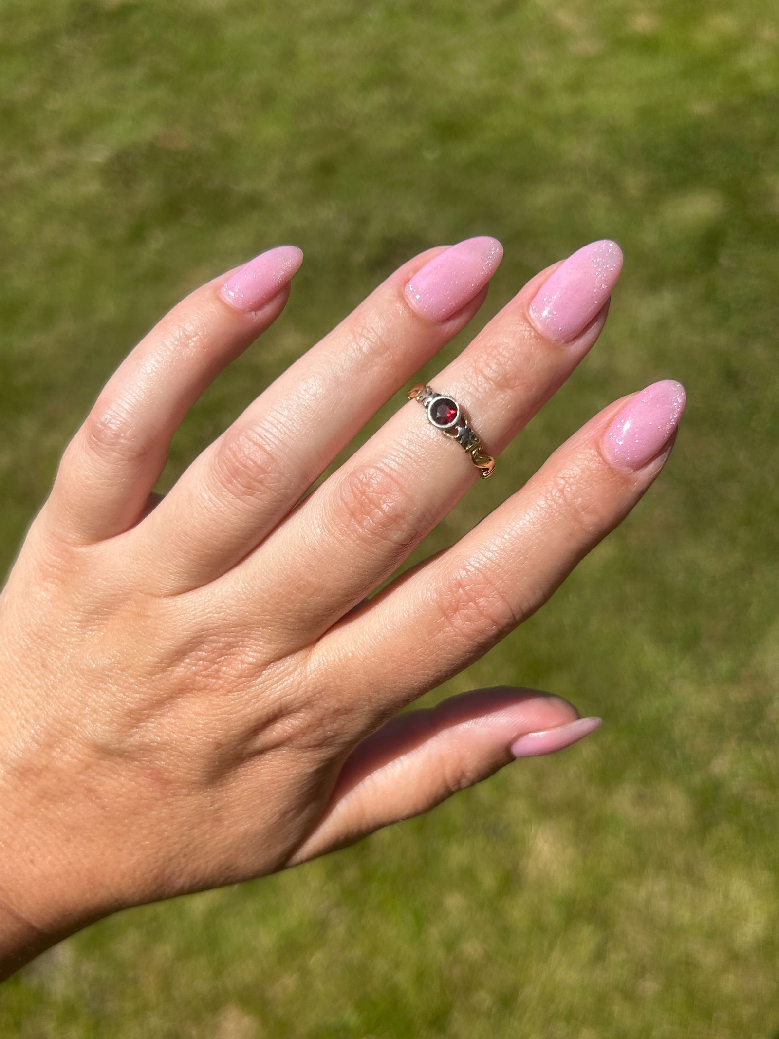 Antique georgian era flat cut garnet ring - 6