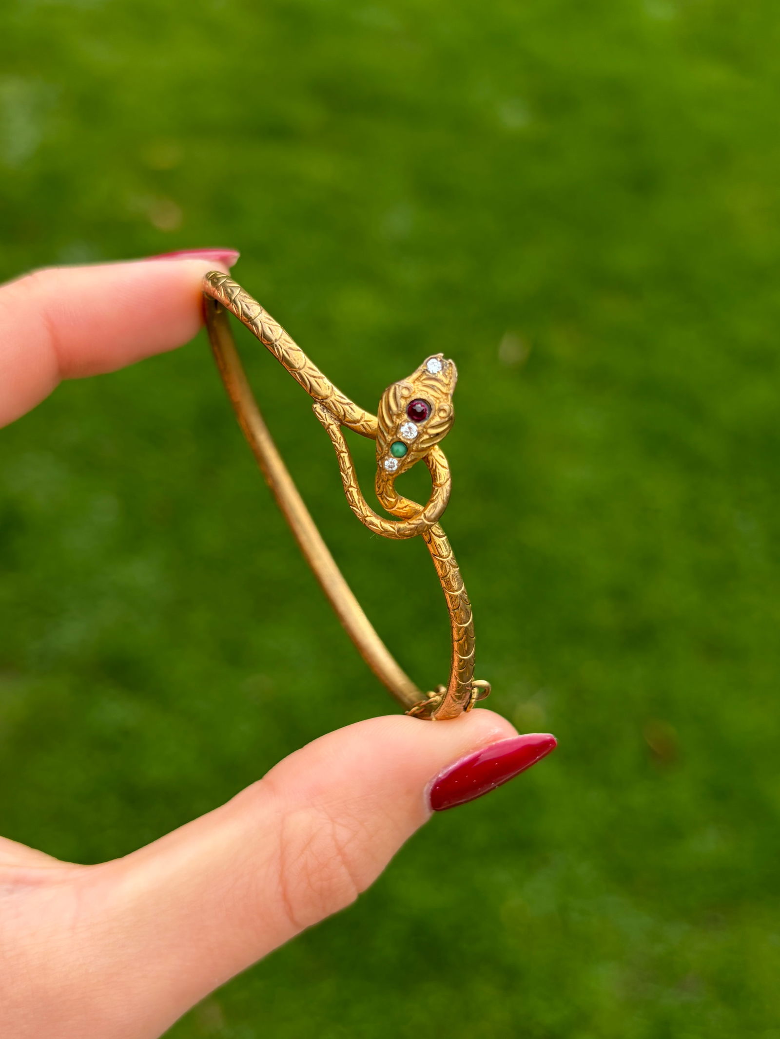 Diamond and Ruby Wrapped Snake Bangle - 10
