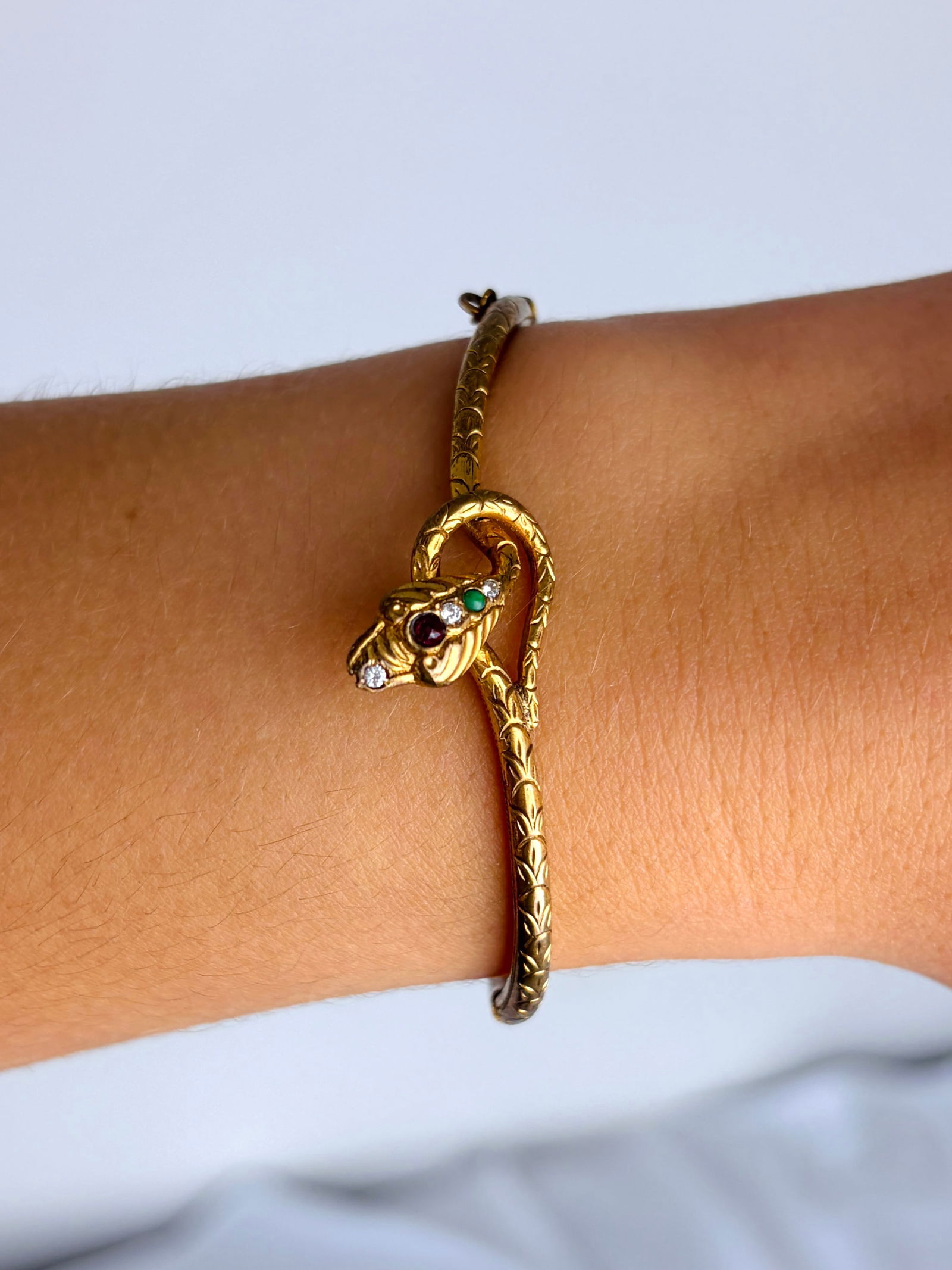Diamond and Ruby Wrapped Snake Bangle - 9