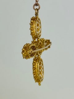 Incredible Georgian Yellow Topaz Cross Pendant on Chain in 9ct Gold - 5