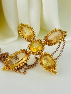 Incredible Georgian Yellow Topaz Cross Pendant on Chain in 9ct Gold - 6