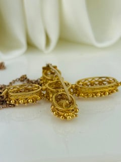 Incredible Georgian Yellow Topaz Cross Pendant on Chain in 9ct Gold - 7