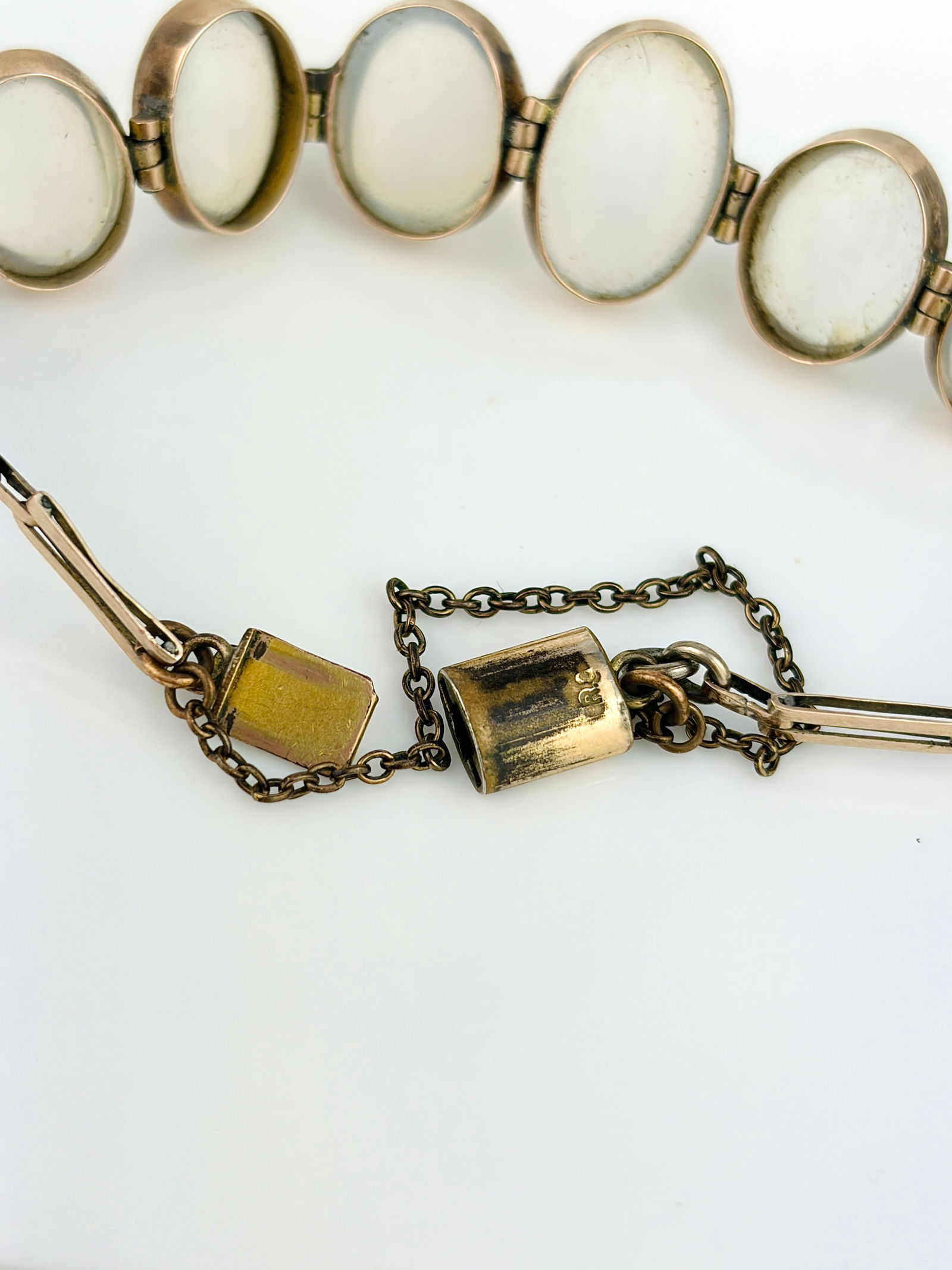 ANTIQUE GOLD CABOCHON MOONSTONE BRACELET - 6