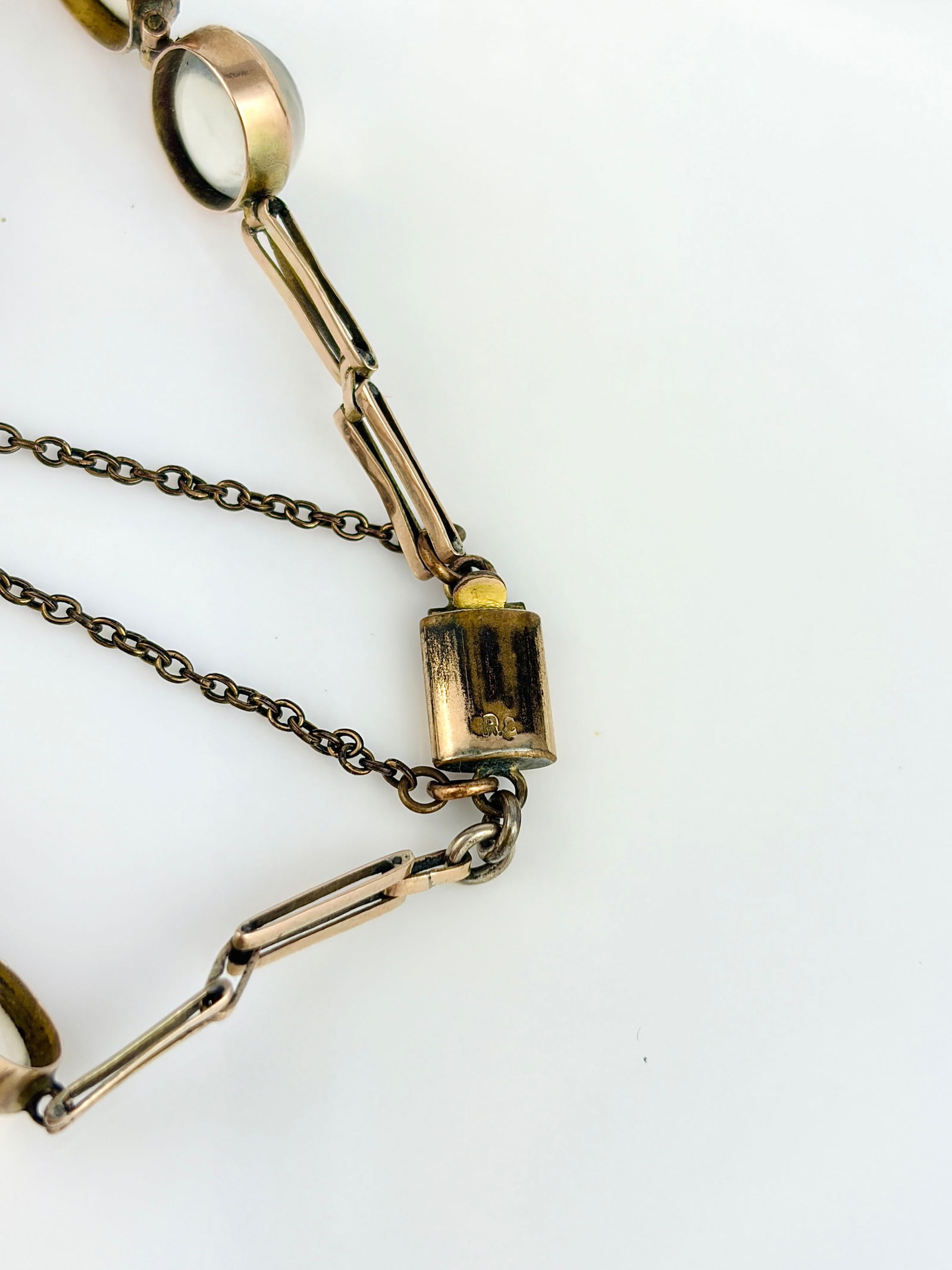 ANTIQUE GOLD CABOCHON MOONSTONE BRACELET - 7