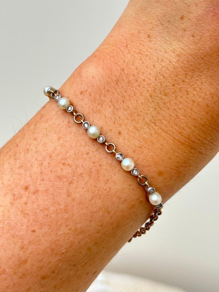 *Antique Gold and Diamond Pearl Bracelet - 2
