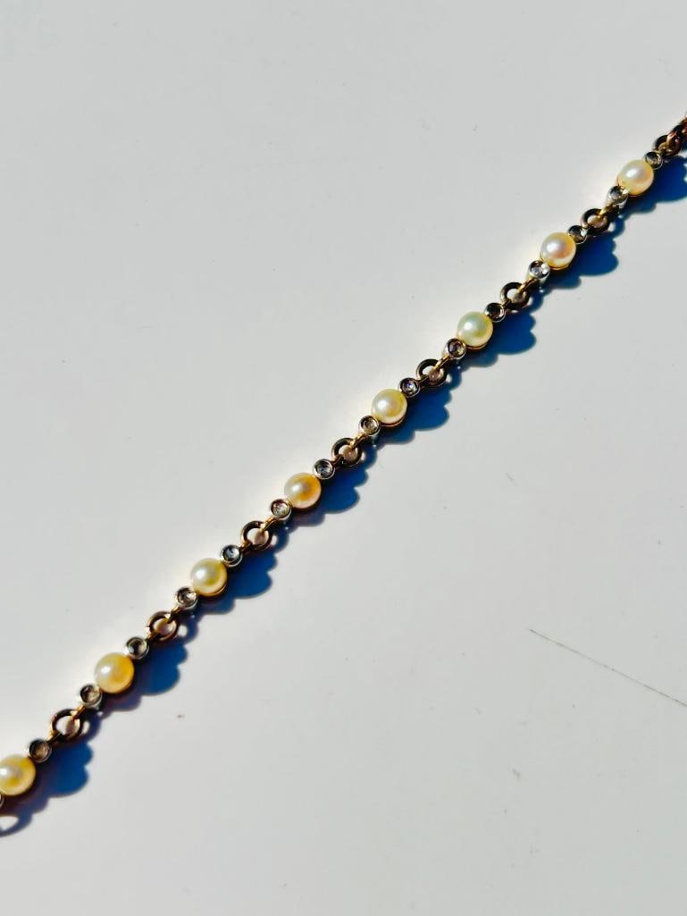 *Antique Gold and Diamond Pearl Bracelet - 3