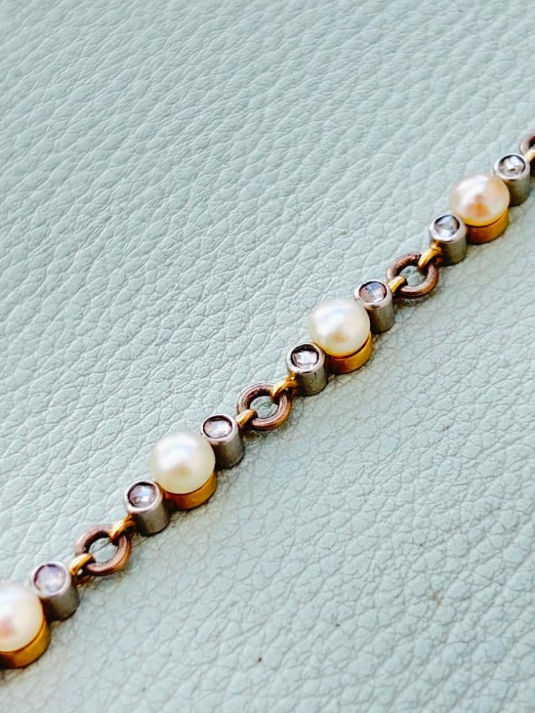*Antique Gold and Diamond Pearl Bracelet - 4