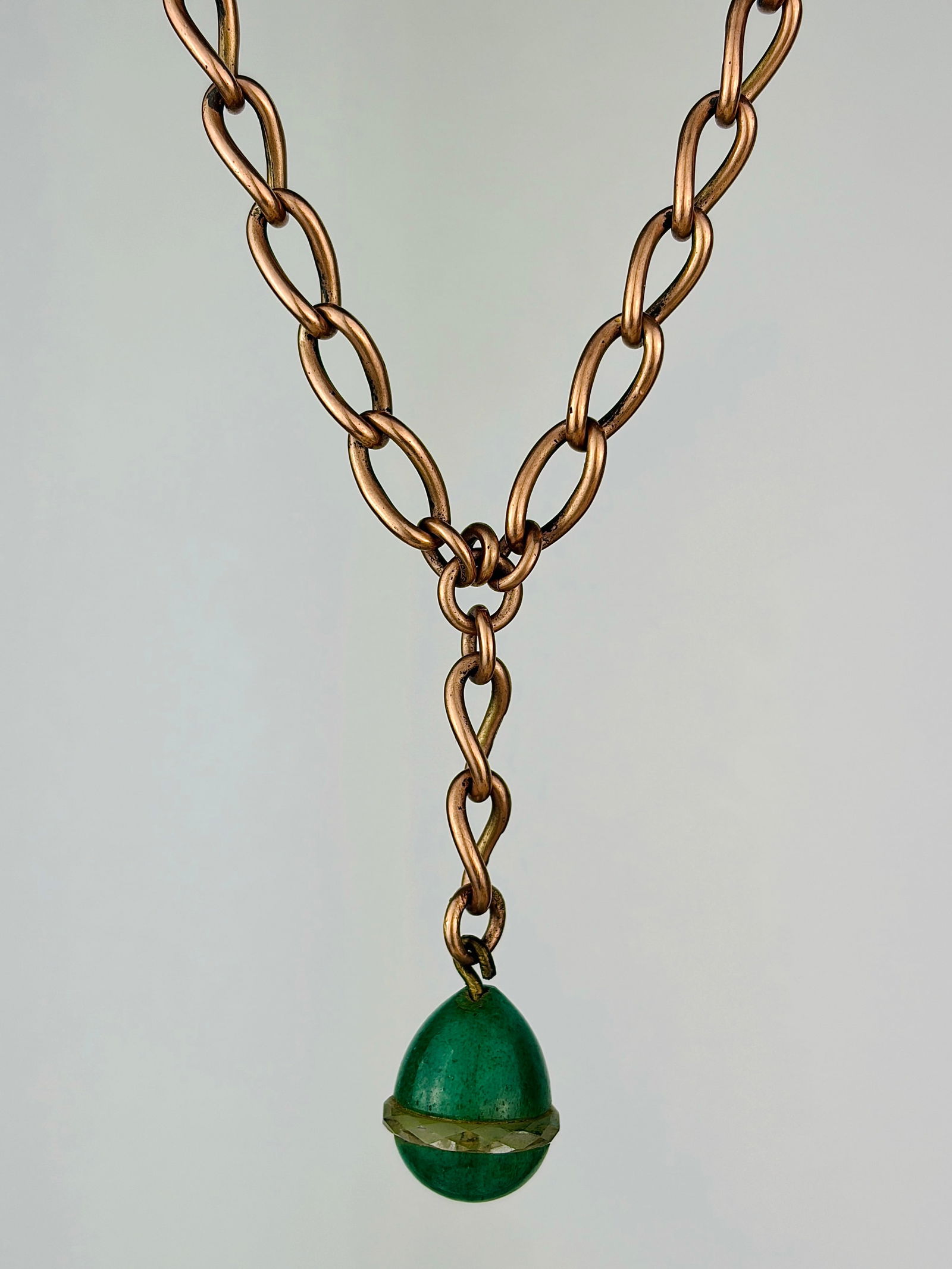 Antique heavy 9ct gold double Albert chain necklace with agate egg pendant and double dog clips: Antique heavy 9ct gold double Albert chain necklace with agate egg pendant and double dog clips Wonderful heavy double albert chain!