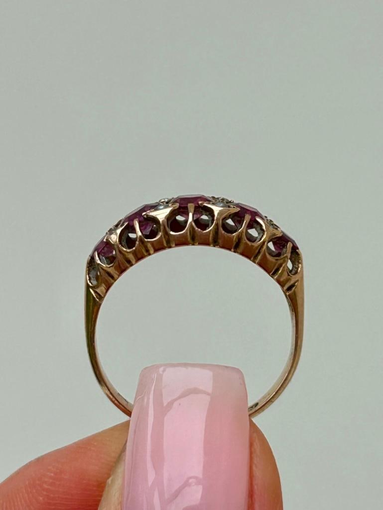 Antique 9ct Gold Ring with Pearl Spacers - 2