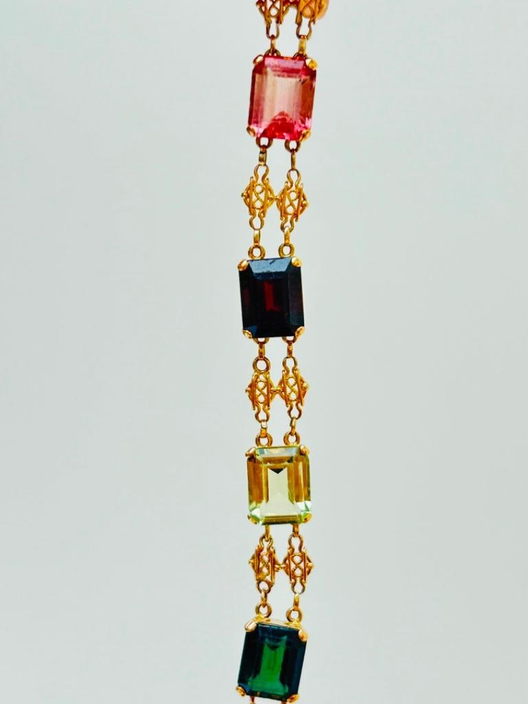 Vintage Gold Multi Stone Bracelet - 5
