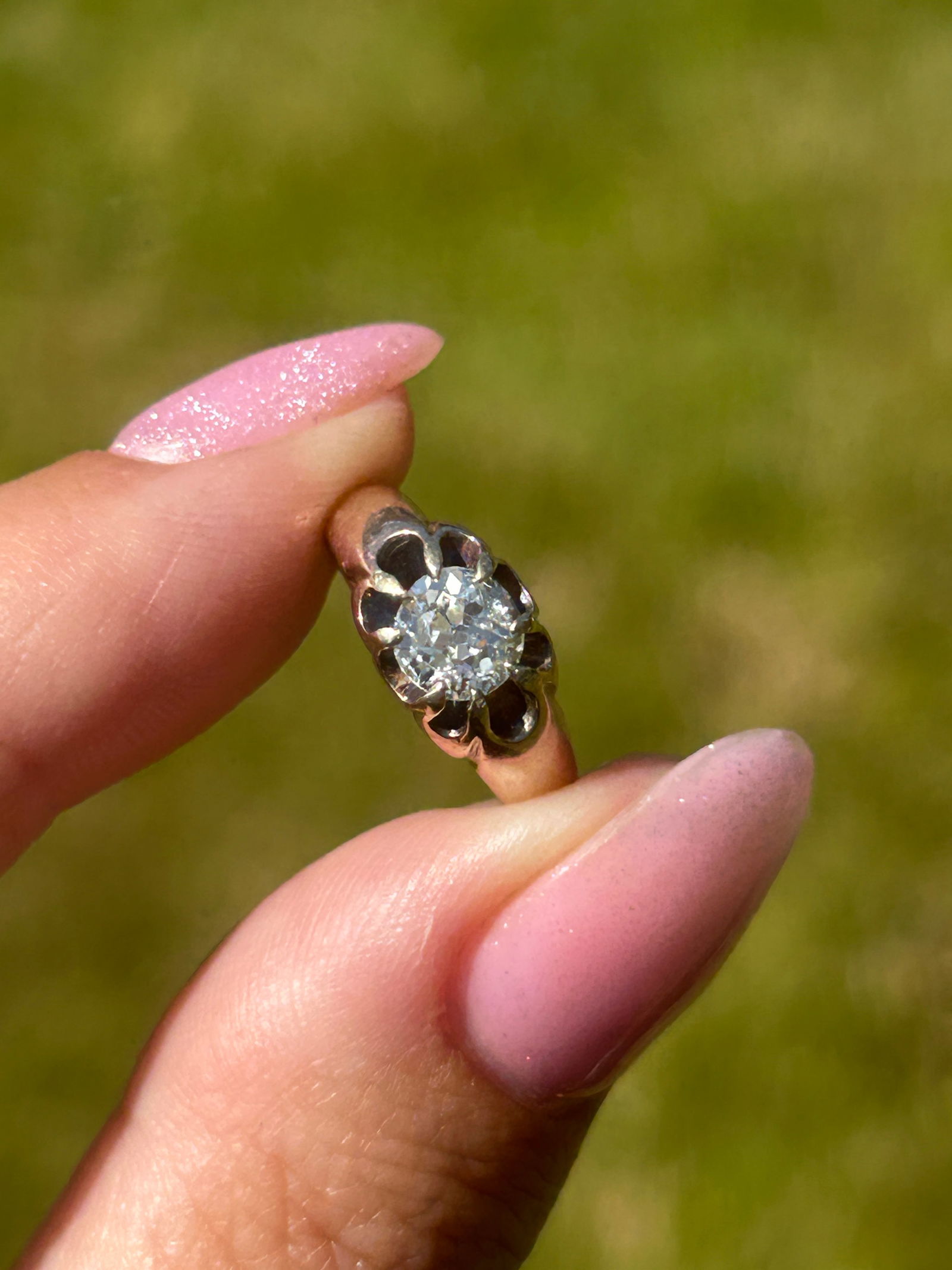 Chunky antique 75pts diamond belcher ring in 18ct gold - 2