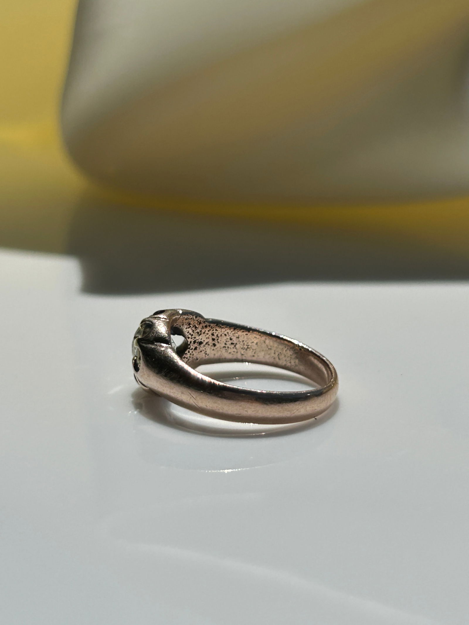 Chunky antique 75pts diamond belcher ring in 18ct gold - 7