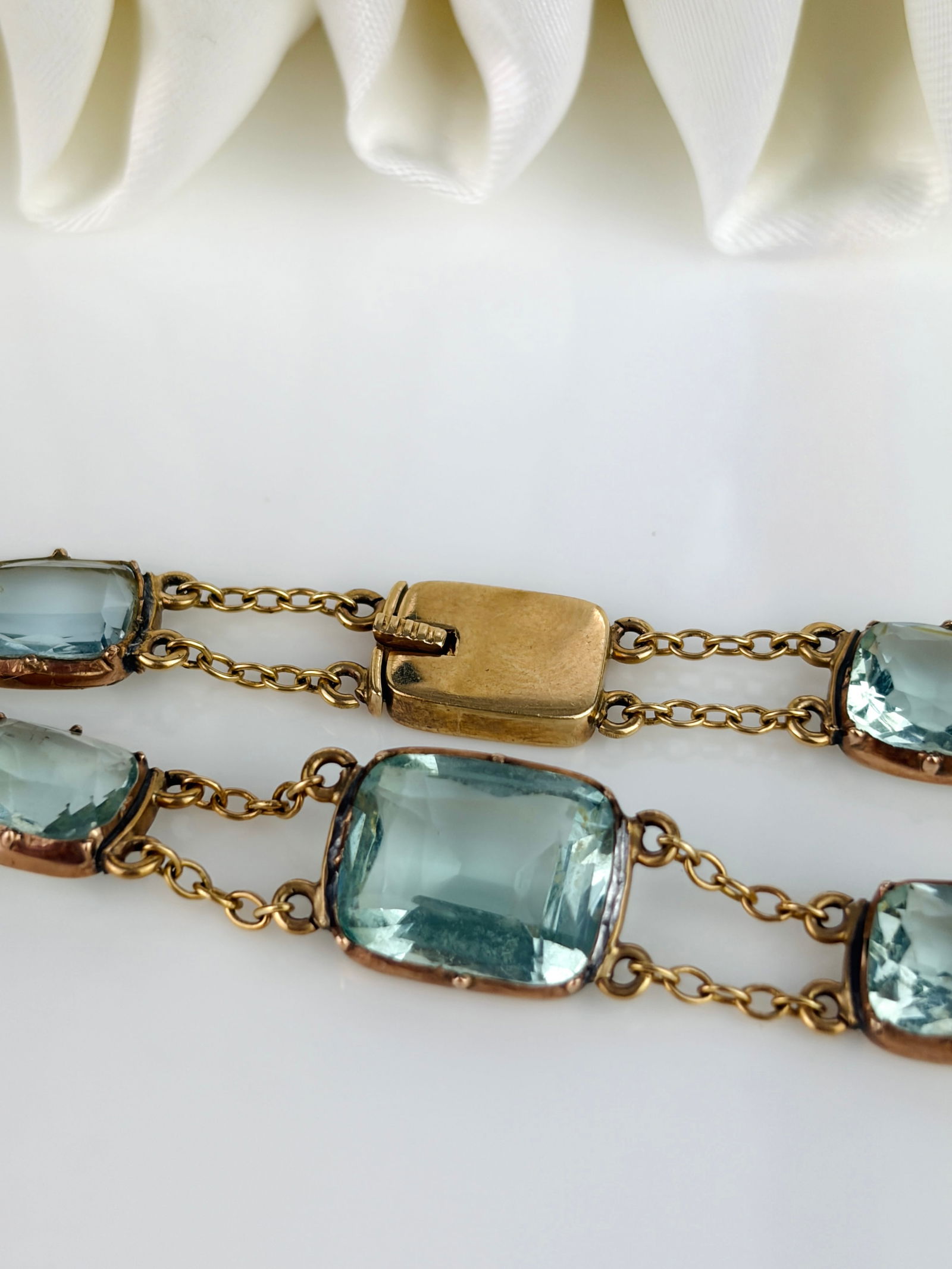 Antique Georgian Blue Paste Gold Bracelet - 7