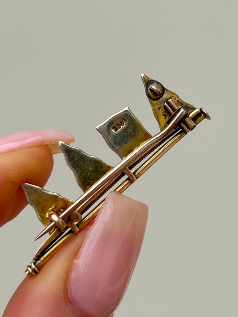 Amazing 9ct Yellow Gold Enamel Multi Flags Brooch - 6