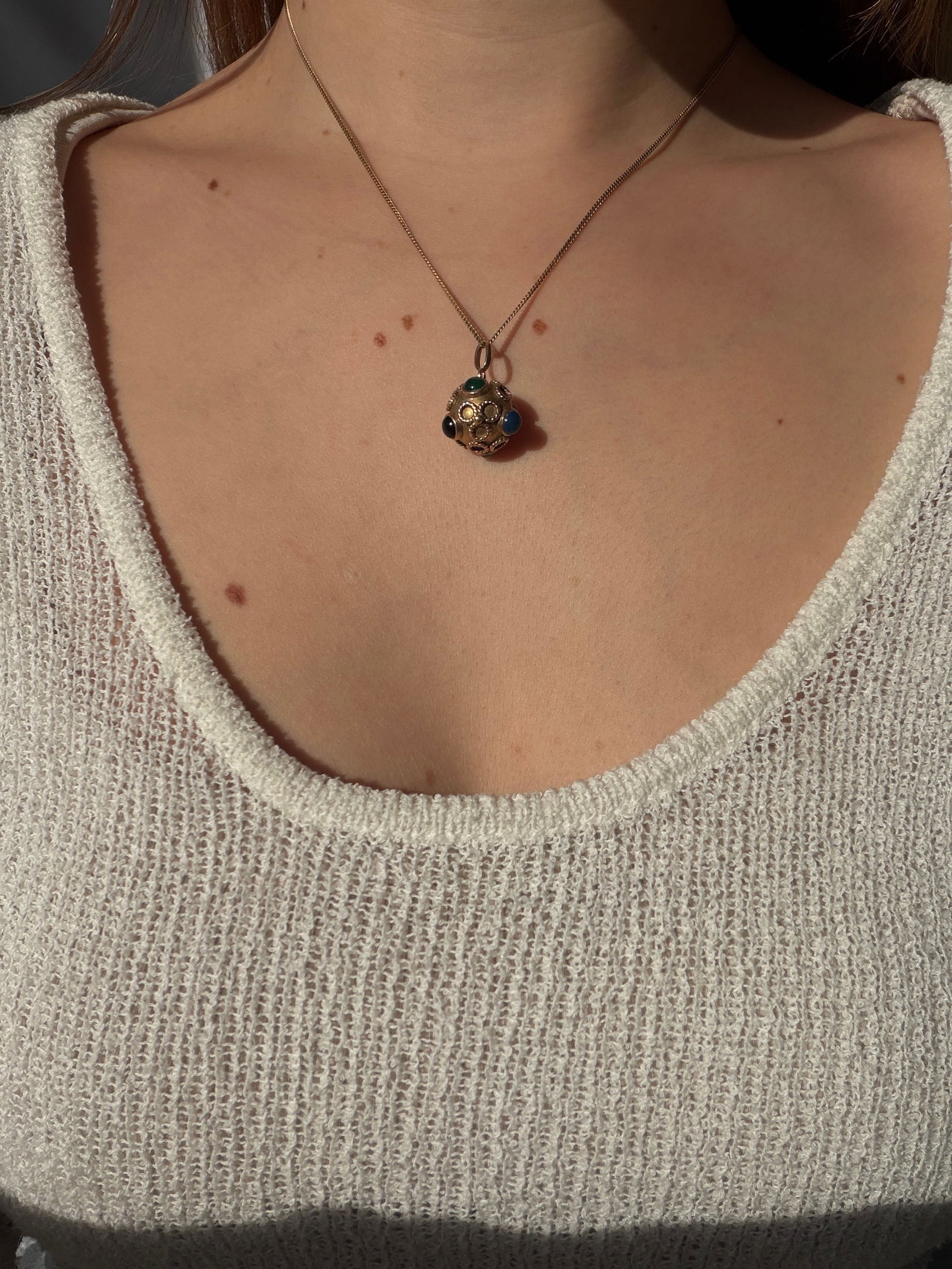 ANTIQUE 18CT YELLOW GOLD GEMSET ORB SPUTNIK PENDANT - 2