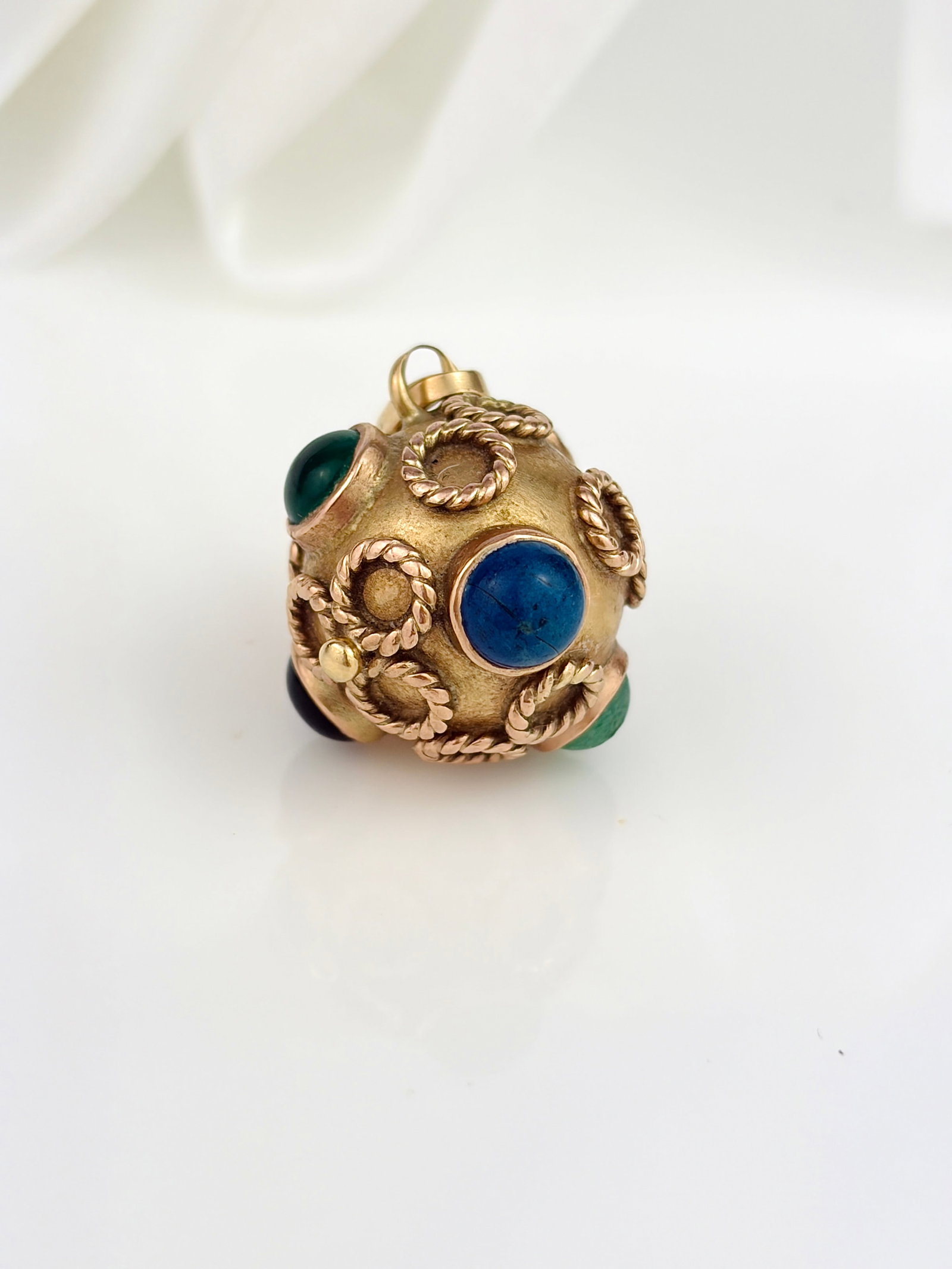 ANTIQUE 18CT YELLOW GOLD GEMSET ORB SPUTNIK PENDANT - 8