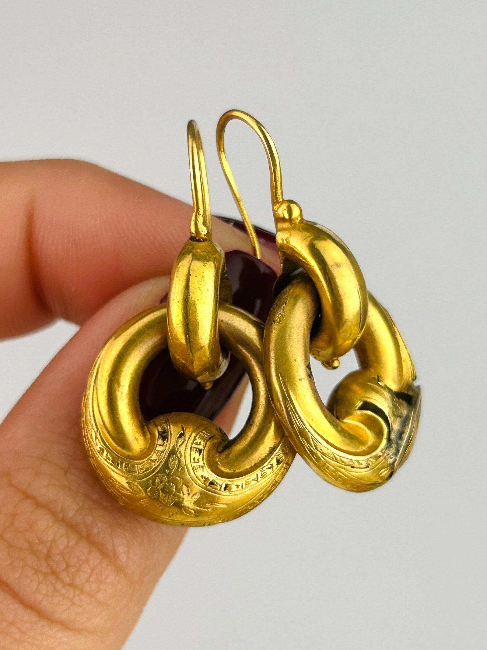 Antique 18ct Gold Drop Earrings - 2