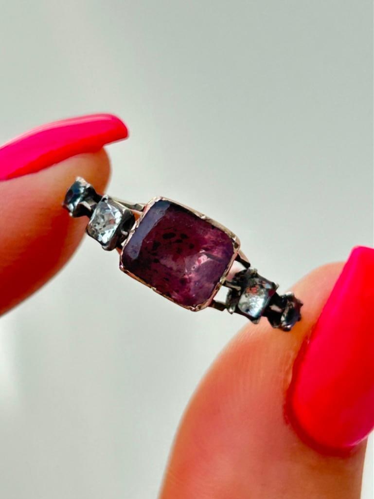 Outstanding Georgian Era Paste Gold Ring - 7