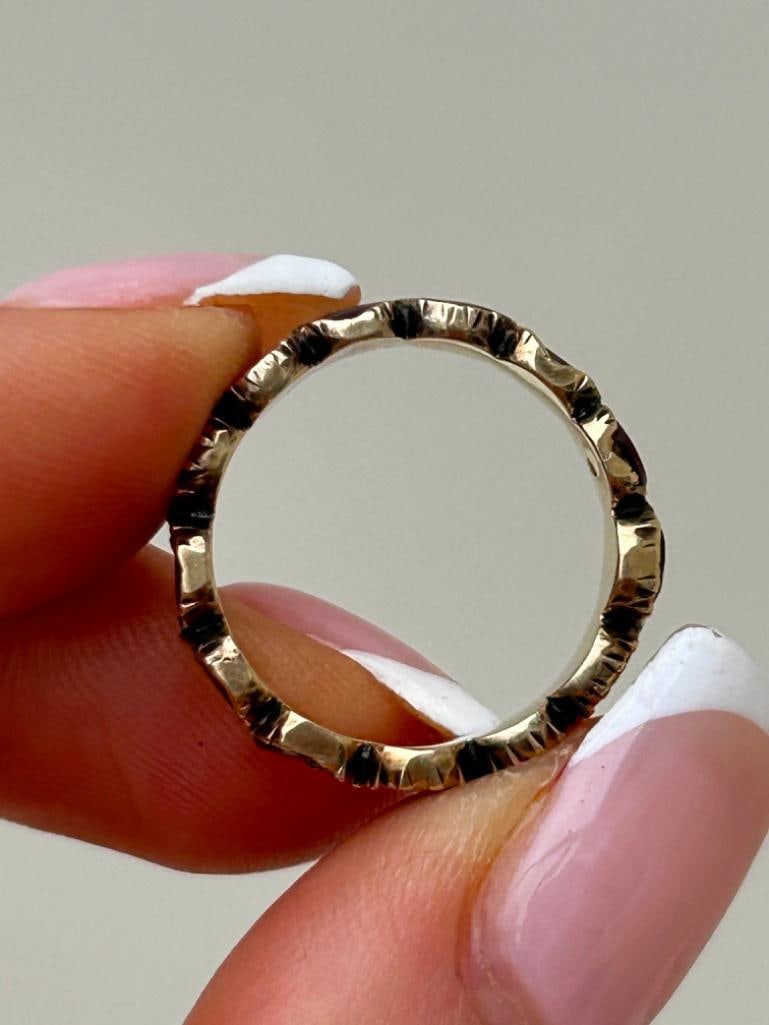 Georgian Era Flat Cut Garnet Full Hoop / Eternity Band Ring in Gold - 7
