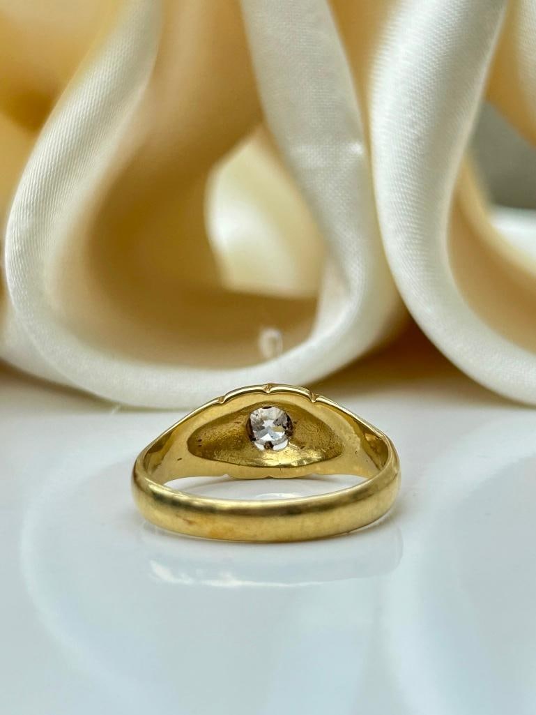 Chunky antique 18ct yellow gold 65point diamond buttercup ring - 8