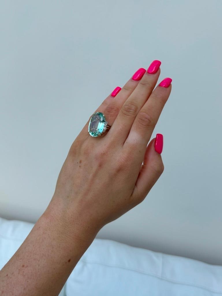 Huge Aquamarine and Diamond Ring in 18ct Yellow Gold - 3