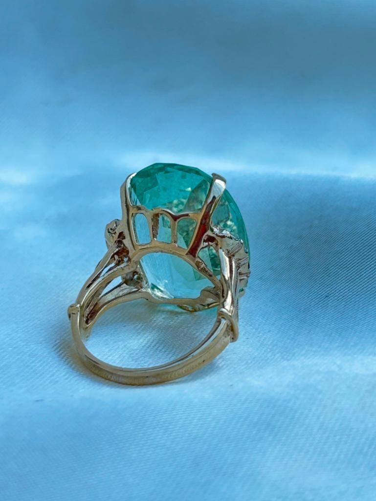 Huge Aquamarine and Diamond Ring in 18ct Yellow Gold - 6