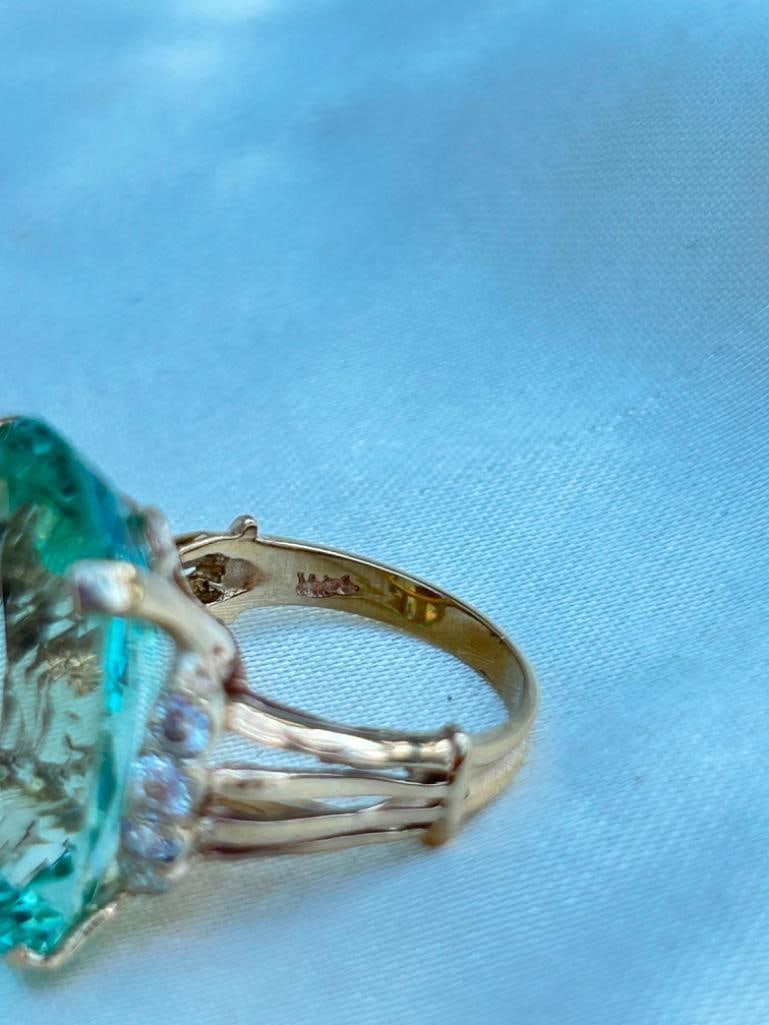 Huge Aquamarine and Diamond Ring in 18ct Yellow Gold - 8