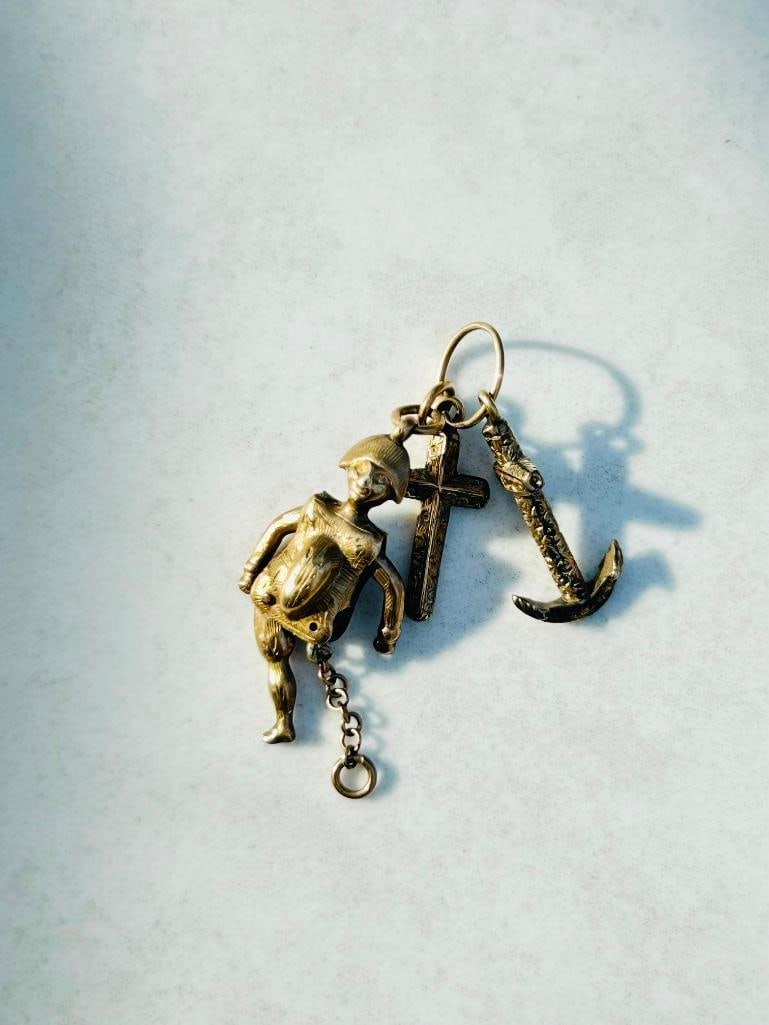 Rare Antique Napoleon Articulated Charm Pendant - 4