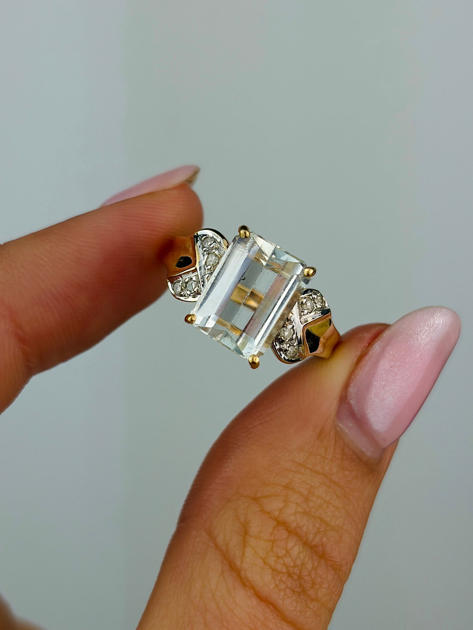 18ct yellow gold aquamarine and diamond ring - 5