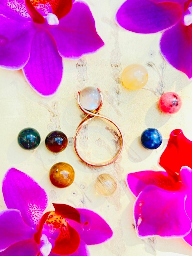 Vintage Interchangeable Ring in Gold: Vintage Interchangeable Ring in Gold amazing interchangeable ring!! change the stone to match your outfits!! measurements size J1/2 US 51/4 head of ring 8mm x 7mm weight 3.11g stamped