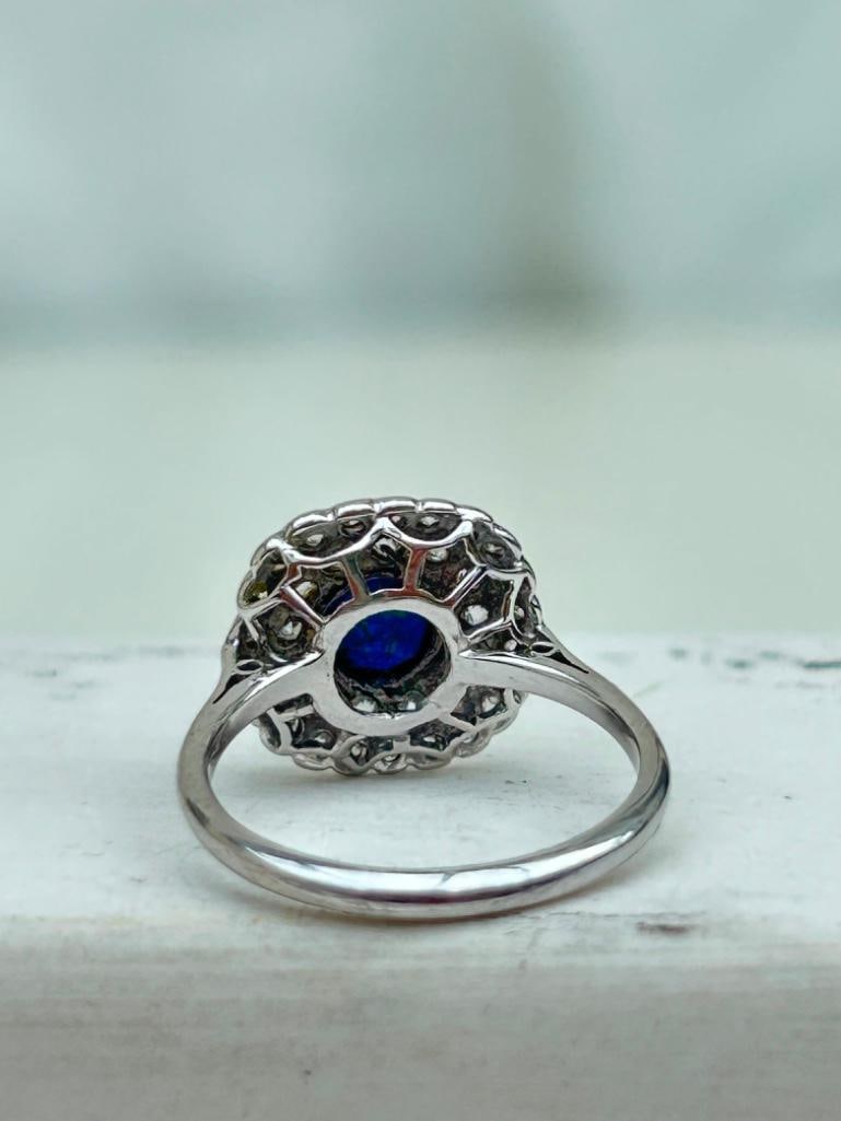 *Art Deco Sapphire and Diamond 18ct Yellow Gold Panel Ring - 7