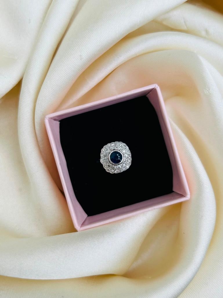 *Art Deco Sapphire and Diamond 18ct Yellow Gold Panel Ring - 8