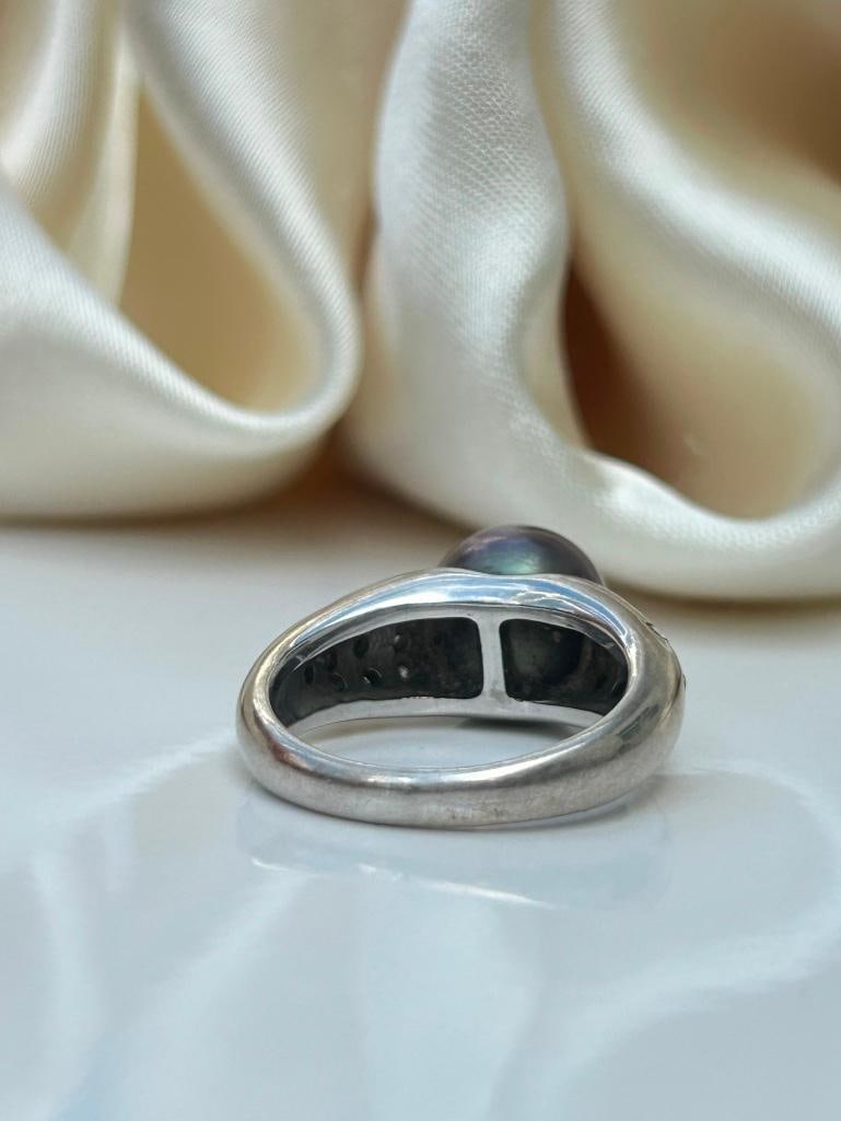 Outstanding south sea Pearl and diamond heavy 18ct white gold ring - 7