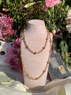 18ct Yellow Gold Ball and Infinity Link Chain Necklace - 2