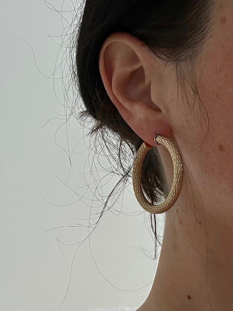 Huge 9ct Gold Hoop Earrings - 2