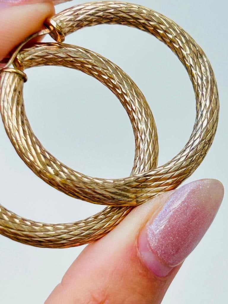 Huge 9ct Gold Hoop Earrings - 3