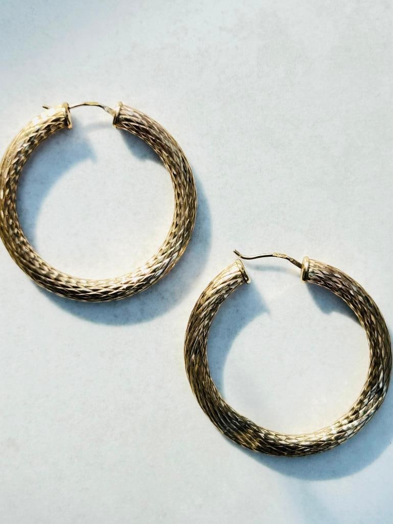 Huge 9ct Gold Hoop Earrings - 7