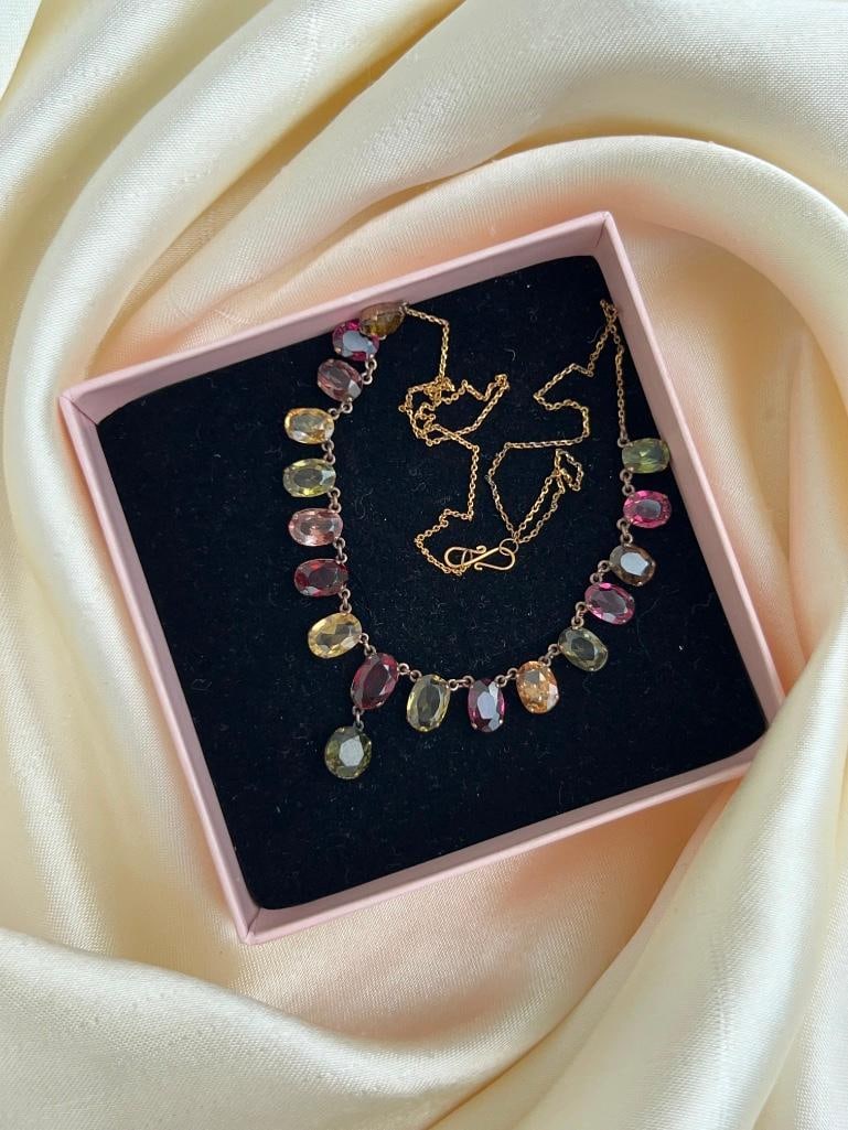 Antique multi gemstone and gold drop necklace - 6